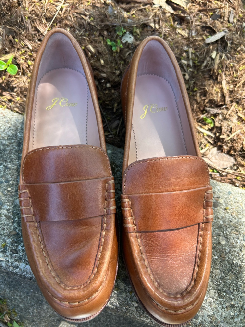 J Crew classic leather penny loafers AL940 camel tan 5.5